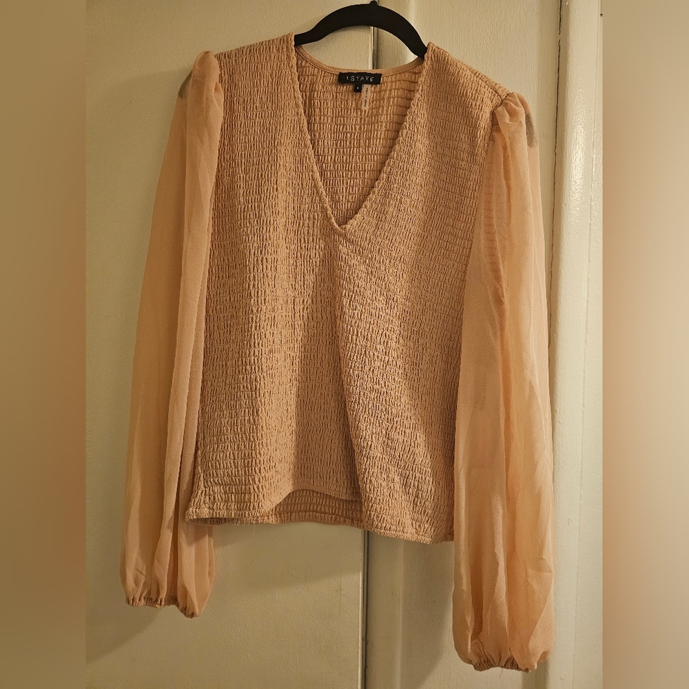1.STATE Beige Textured Top